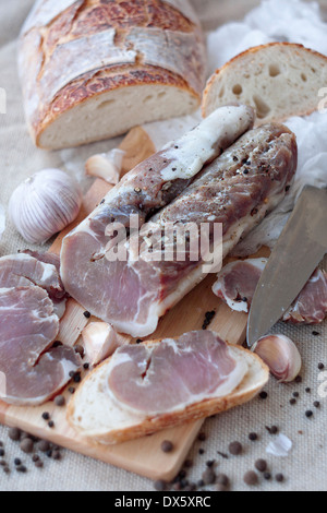 Polendvica, traditional belorussian jerked pork loin with pepper and garlic Stock Photo