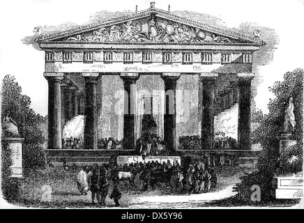 Ancient Greek temple, illustration from book dated 1878 Stock Photo