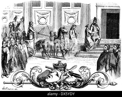 Scene from Orestia play by Aeschylus, illustration from book dated 1878 Stock Photo