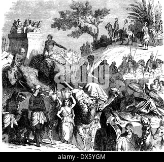March of Antigonus I Monophthalmus to Babylon (311 BC), illustration from book dated 1878 Stock Photo