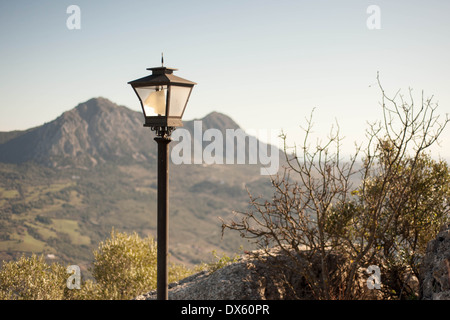 Street lights on a footpath in the hills surrounding Gaucin, Andalusia. Stock Photo