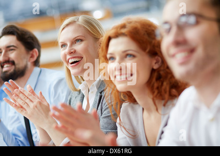 Image of a business team applauding in the sign of approval Stock Photo