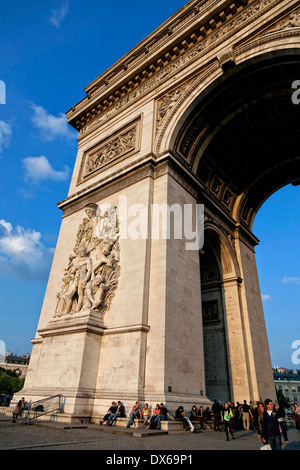 Arc de Triumph in Paris, on a blue sky Stock Photo
