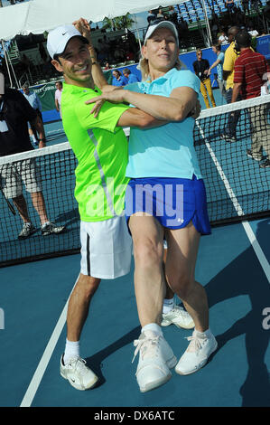 Helio Castroneves, Martina Navratilova 23rd Annual Chris Evert/Raymond James Pro-Celebrity Tennis Classic at Delray Beach Tennis Center Delray Beach, Florida - 28.10.12 Featuring: Helio Castroneves, Martina Navratilova Where: FL, United States When: 28 Oct 2012 Stock Photo