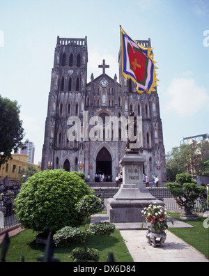 The historic Cathedral of St Joseph building in the city. Colonial French architecture. Roman catholic landmark. Stock Photo