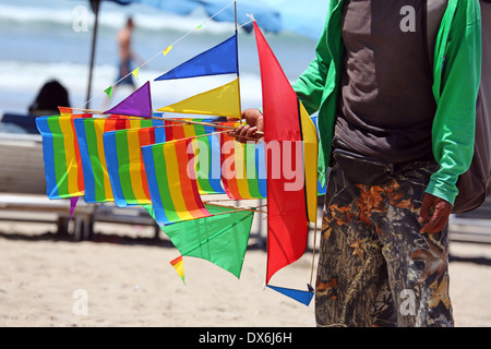 Kite seller on Legian Beach, Denpasar, Bali, Indonesia Stock Photo