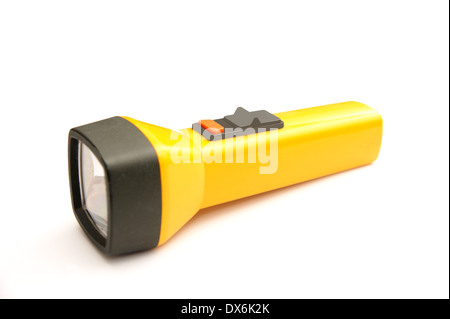 Battery powered hand torch on a white background Stock Photo