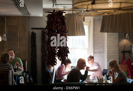 Diners at Bill's Restaurant at Richmond TW9 - London UK Stock Photo