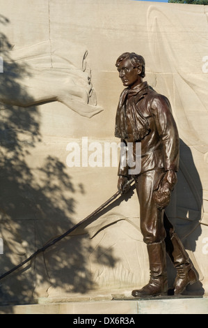 Abe Lincoln entering Illinois as a young man, 1830, statue on the Wabash River, Illinois. Digital photograph Stock Photo
