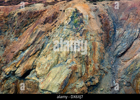 A fine art photograph of a stunningly colourful and magical landscape filled with alchemy at open cast historic copper mine on P Stock Photo