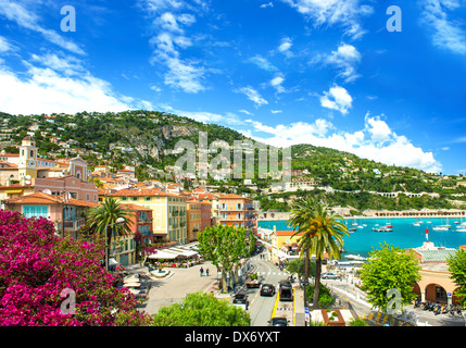 french reviera, view of luxury resort and bay of Villefranche-sur-Mer near Nice and Monaco. Stock Photo