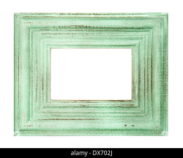 vintage style green colored frame isolated on white background. shabby chic picture Stock Photo