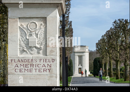 The WW1 Flanders Field American Cemetery and Memorial at Waregem, the only First World War One US military cemetery in Belgium Stock Photo