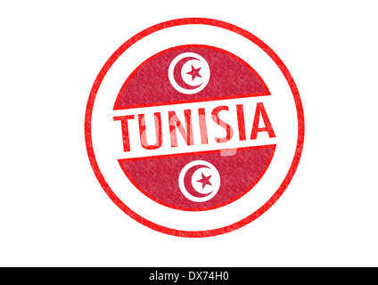 Passport-style TUNISIA rubber stamp over a white background. Stock Photo