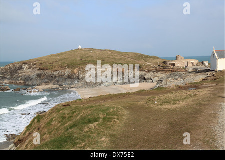 Little Fistral Beach and Headland, Newquay, Cornwall, England, Great Britain, United Kingdom, UK, Europe Stock Photo