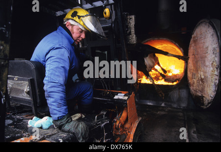 Incineration of cow carcass with suspected BSE, Mad Cow disease. Midlands, United Kingdom Stock Photo