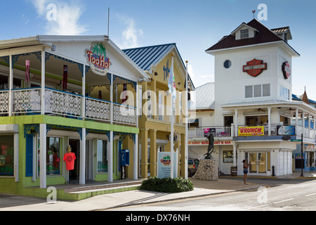 Main shopping street in George Town on Grand Cayman Stock Photo