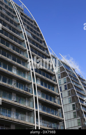 Abstract View of Apartment Buildings at Salford Quays Salford Manchester UK. Stock Photo