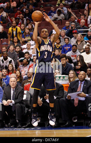 March 14, 2014: Indiana Pacers guard George Hill (3) shoots the ball during the NBA game between the Indiana Pacers and the Philadelphia 76ers at the Wells Fargo Center in Philadelphia, Pennsylvania. The Pacers won 101-94. Christopher Szagola/Cal Sport Media Stock Photo