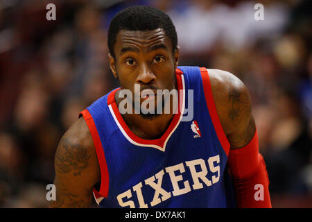 March 15, 2014: Philadelphia 76ers guard Tony Wroten (8) looks on during the NBA game between the Memphis Grizzlies and the Philadelphia 76ers at the Wells Fargo Center in Philadelphia, Pennsylvania. The Memphis Grizzlies won 103-77. Christopher Szagola/Cal Sport Media Stock Photo