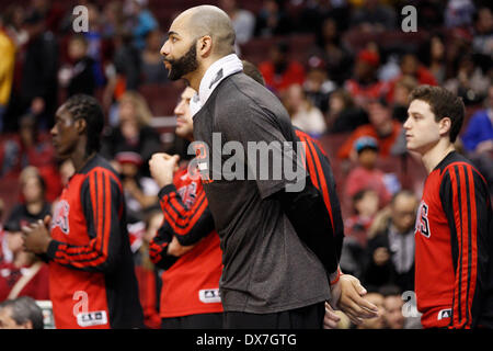 Chicago Bulls forward Carlos Boozer (5) looks on with the Bulls bench during the NBA game between the Chicago Bulls and the Philadelphia 76ers at the Wells Fargo Center in Philadelphia, Pennsylvania. The Bulls won 102-94. Christopher Szagola/Cal Sport Media Stock Photo