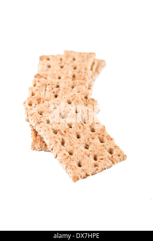 salt diet crackers on white background Stock Photo