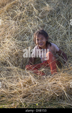 Don Det an island in the Mekong River, 4000 Islands in Southern Laos Stock Photo