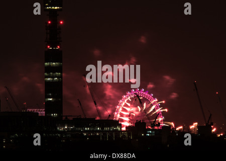 BT Tower and the London Eye viewed at night from Primrose Hill as 2013 ...