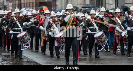 The band of the Royal Marines marching in London's Lord Mayor's Show 2013 Stock Photo