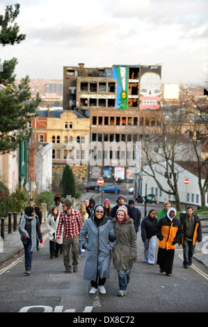 A culturally diverse group of youngsters in the Stokes Croft area of Bristol UK Stock Photo