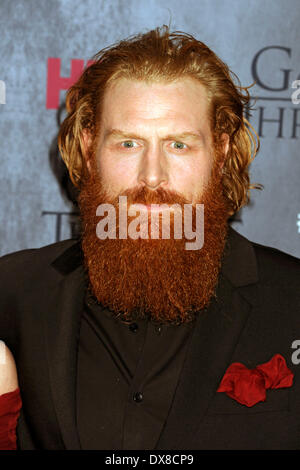 Kristofer Hivju attending the 'Game Of Thrones' Season 4 premiere at Avery Fisher Hall, Lincoln Center on March 18, 2014 in New York City Stock Photo