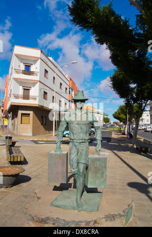 The Water Carrier statue(2002), Calle Leon y Castello street, Puerto del Rosario, Fuerteventura, Canary Islands, Spain, Europe Stock Photo