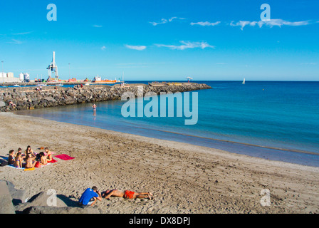 Playa Chica beach, Puerto del Rosario, Fuerteventura, Canary Islands, Spain, Europe Stock Photo