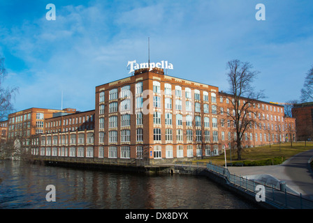 Tampella, converted former industrial buildings by Tammerkoski river, central Tampere, central Finland, Europe Stock Photo