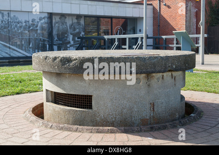 Pickett-Hamilton Fort retractable pill box outside the D-Day museum in Southsea. Stock Photo