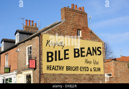 Old painted advert for Bile Beans on the end of a terraced house on Lord Mayor's Walk, York Stock Photo