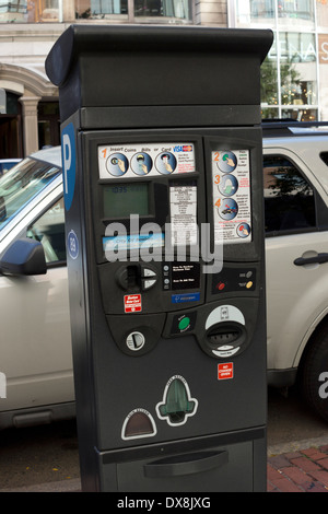 Parking payment machine  in Boston, Massachusetts, USA Stock Photo