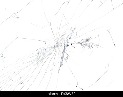 Cracked Glass Isolated on White Background Stock Photo