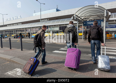 Airport Prague, passengers luggage walking airport Czech Republic Stock Photo