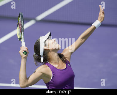 Miami, Florida, USA. 20th Mar, 2014. Key Biscayne - March 20: ANA IVANOVIC (SRB) serving here defeats Lauren Davis (USA) 61, 61during their 1st round match of the 2014 Sony Open Tennis tournament. (Photos by Andrew Patron). Stock Photo