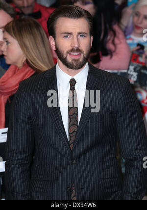 London, UK, 20th March 2014 Chris Evans arrives at the UK Premiere of Captain America: The Winter Soldier at Vue Cinema in Westfield Shopping Centre in London Credit:  MRP/Alamy Live News Stock Photo