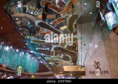 Worlds Largest Chocolate Fountain in Bellagio hotel in Las Vegas Stock Photo