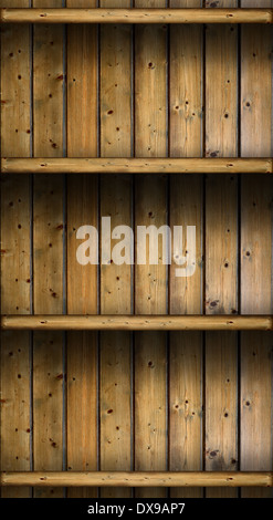 empty vintage rustic wooden shelves. grungy background Stock Photo