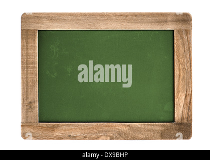 vintage green chalkboard with wooden frame isolated on white background. blackboard with place for your text Stock Photo
