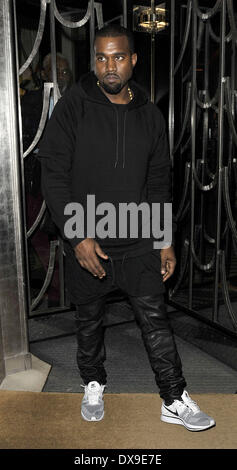 Kanye West leaves Claridge's where he had been attending meetings all