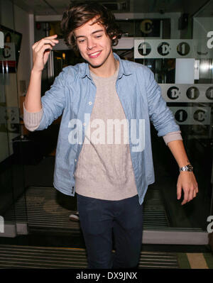 Harry Styles One Direction leaving the BBC Radio 1 studios London 