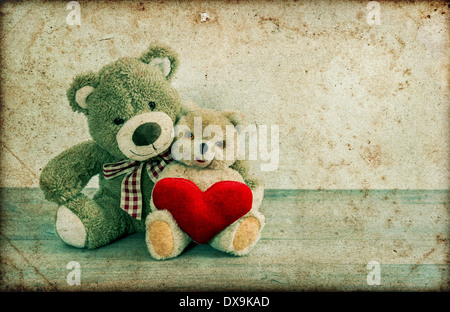 love concept : couple teddy bears in wedding dress for valentine ...