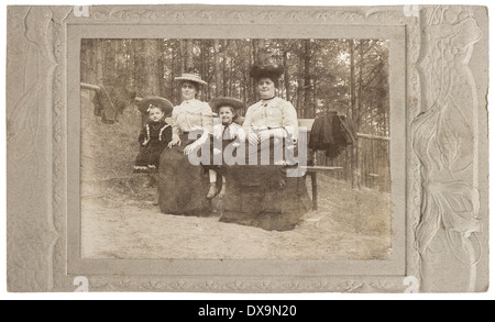 GERMANY, BERLIN- CIRCA 1912: antique family portrait of mother and daughter, Stock Photo