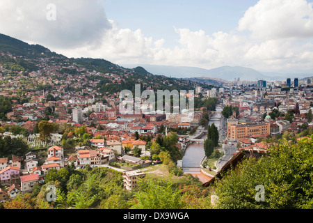 view with miljacka river, sarajevo, bosnia and herzegovina, europe Stock Photo