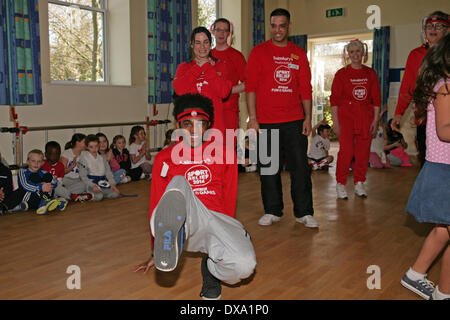 West Wickham, UK. 21st of Mar, 2014. West Wickham Sainsbury's Staff  breakdanced  to raise funds for Sport relief during a Zumbatomic class run by Stephaneez School of Danc Credit: Keith Larby/Alamy live News Stock Photo